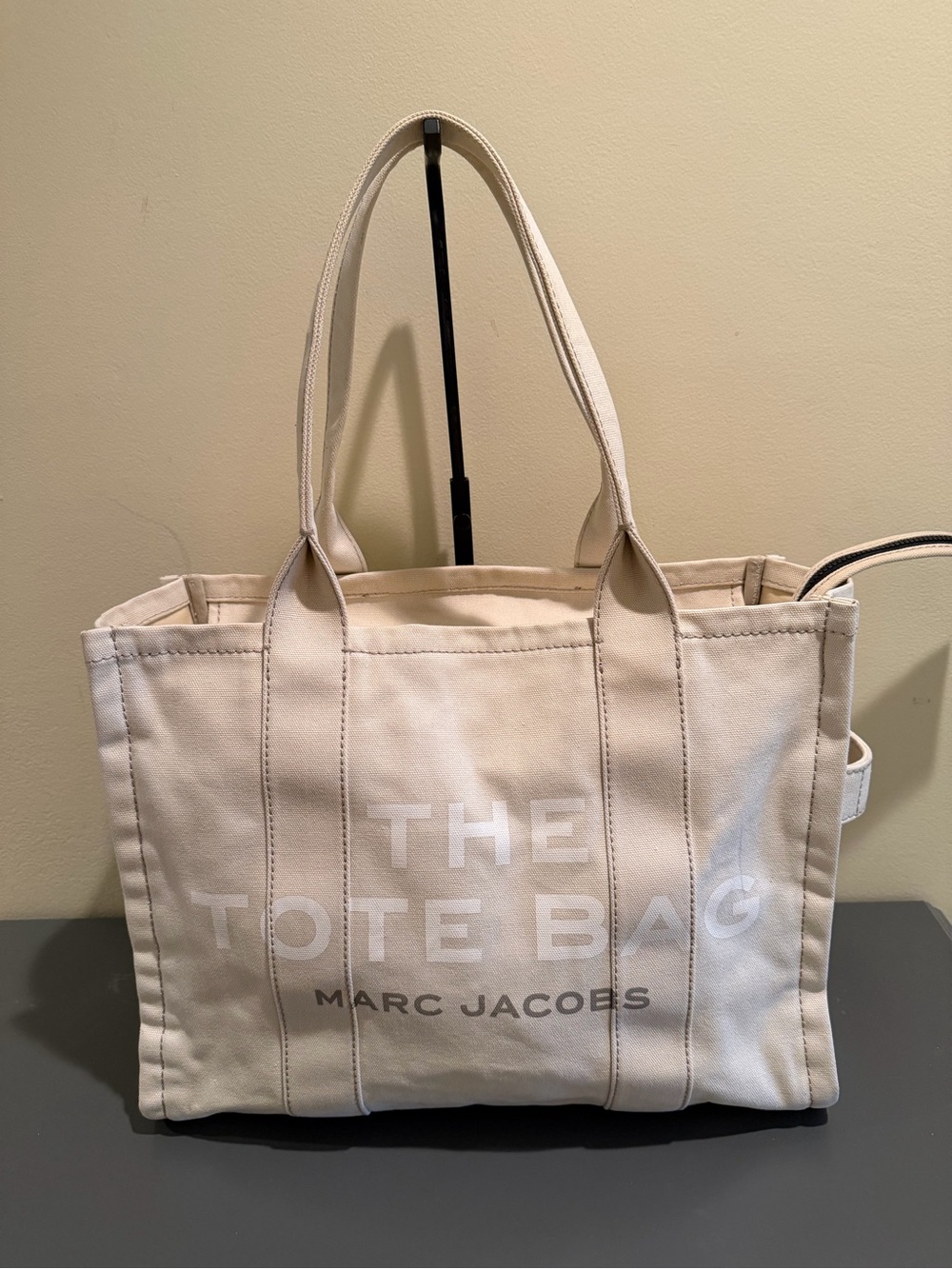 Marc Jacobs Large Cream Canvas Tote with Logo Patch